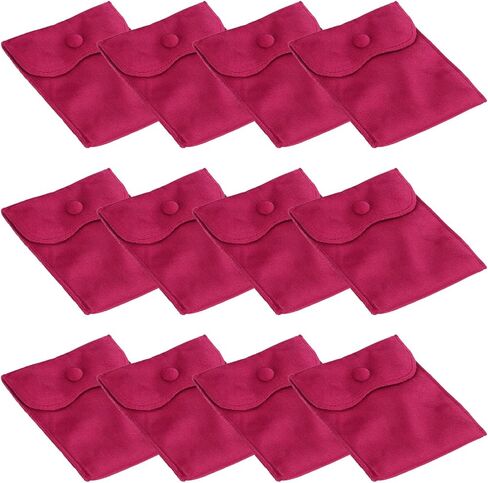 PATIKIL 3x3 Inch Velvet Jewelry Pouches, 12 Pcs Jewelry Packaging Gift Bags with Snap Button for Bracelet Necklace Rings Watch, Red in Saudi Arabia