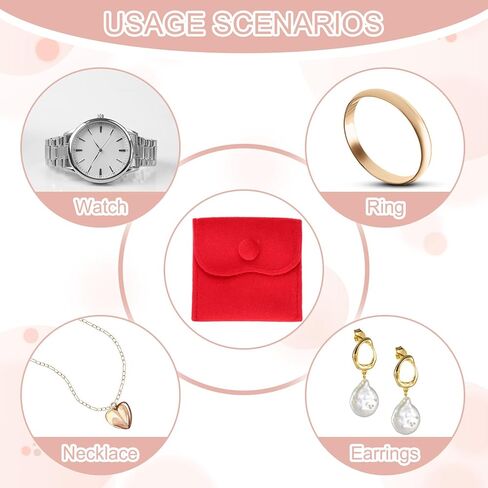PATIKIL 3x3 Inch Velvet Jewelry Pouches, 12 Pcs Jewelry Packaging Gift Bags with Snap Button for Bracelet Necklace Rings Watch, Red in Saudi Arabia