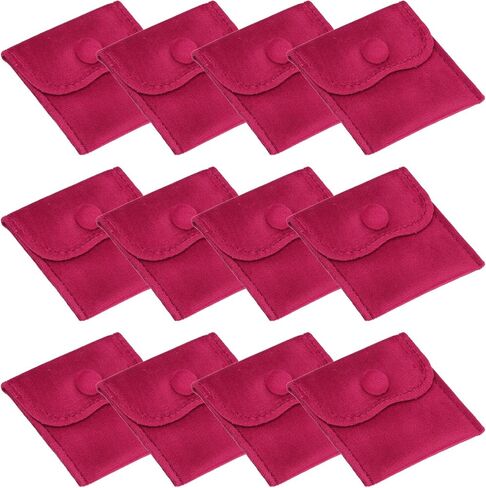 PATIKIL 3x3 Inch Velvet Jewelry Pouches, 12 Pcs Jewelry Packaging Gift Bags with Snap Button for Bracelet Necklace Rings Watch, Red in Saudi Arabia