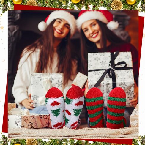 Newcotte 20 Set Funny Christmas Cupcake Fuzzy Socks for Women Novelty Christmas Crew Socks for DIY Fluffy Stocking Stuffers Gifts for Employee Coworker in Saudi Arabia