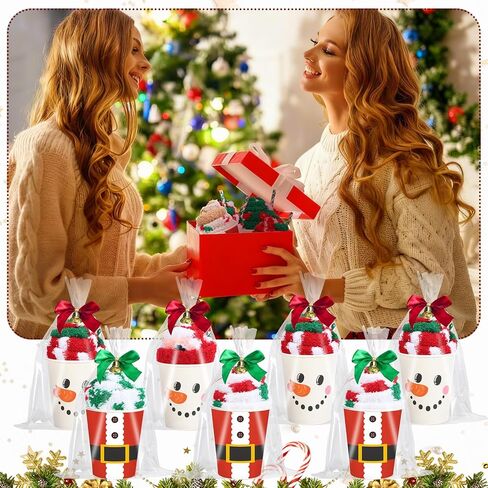 Newcotte 20 Set Funny Christmas Cupcake Fuzzy Socks for Women Novelty Christmas Crew Socks for DIY Fluffy Stocking Stuffers Gifts for Employee Coworker in Saudi Arabia