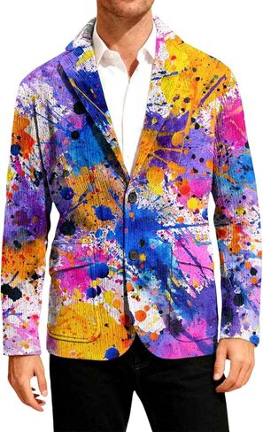 Mardi Gras Jacket Mens Holiday Blazer Outfits Funny Graphic Plus Size Suit Jackets Vintage Corduroy Carnival Party Blazers in Saudi Arabia