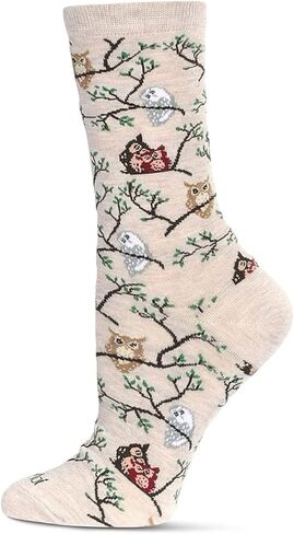 MeMoi Women's Owls Rayon Crew Socks in Saudi Arabia
