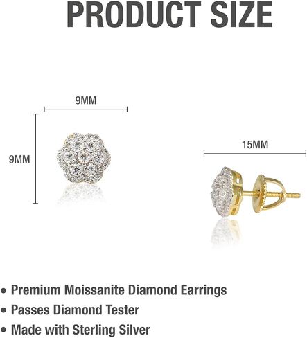 Moissanite Flower Cluster Earrings for Men & Women – 925 Sterling Silver, Diamond Tester Approved, Luxury Gift Box Included in Saudi Arabia