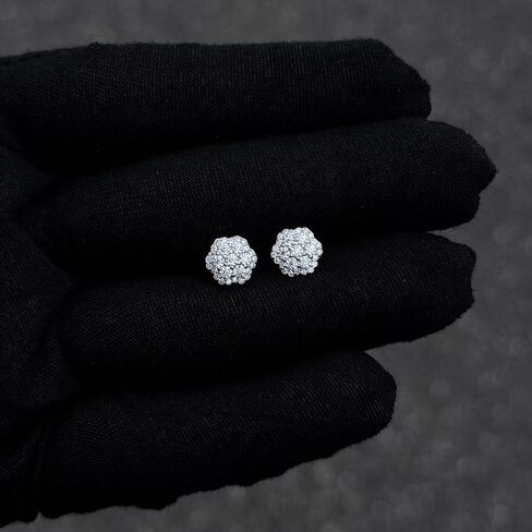Moissanite Flower Cluster Earrings for Men & Women – 925 Sterling Silver, Diamond Tester Approved, Luxury Gift Box Included in Saudi Arabia