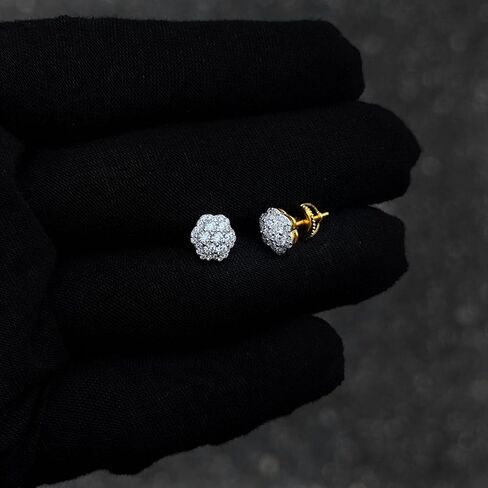 Moissanite Flower Cluster Earrings for Men & Women – 925 Sterling Silver, Diamond Tester Approved, Luxury Gift Box Included in Saudi Arabia