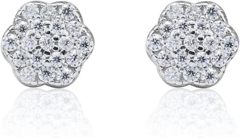 Moissanite Flower Cluster Earrings for Men & Women – 925 Sterling Silver, Diamond Tester Approved, Luxury Gift Box Included in Saudi Arabia