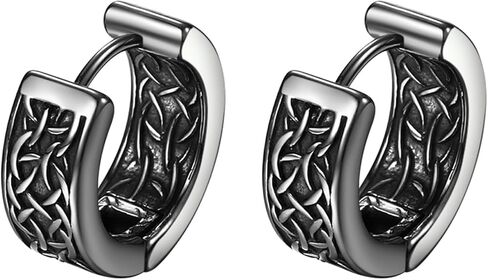 OIDEA Viking Wolf Huggie Earrings for Men: Punk Gothic Stainless Steel Huggie Hoop Earrings Norse Amulet Wolf Jewelry Gifts for Men and Women in Saudi Arabia