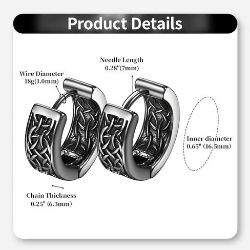 OIDEA Viking Wolf Huggie Earrings for Men: Punk Gothic Stainless Steel Huggie Hoop Earrings Norse Amulet Wolf Jewelry Gifts for Men and Women in Saudi Arabia