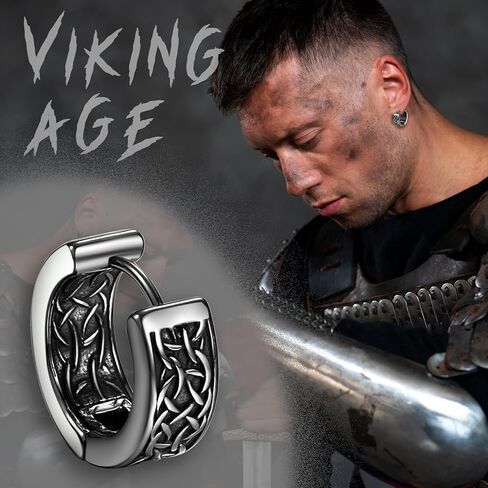 OIDEA Viking Wolf Huggie Earrings for Men: Punk Gothic Stainless Steel Huggie Hoop Earrings Norse Amulet Wolf Jewelry Gifts for Men and Women in Saudi Arabia