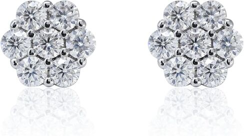 Moissanite Flower Cluster Earrings for Men & Women – 925 Sterling Silver, Diamond Tester Approved, Luxury Gift Box Included in Saudi Arabia
