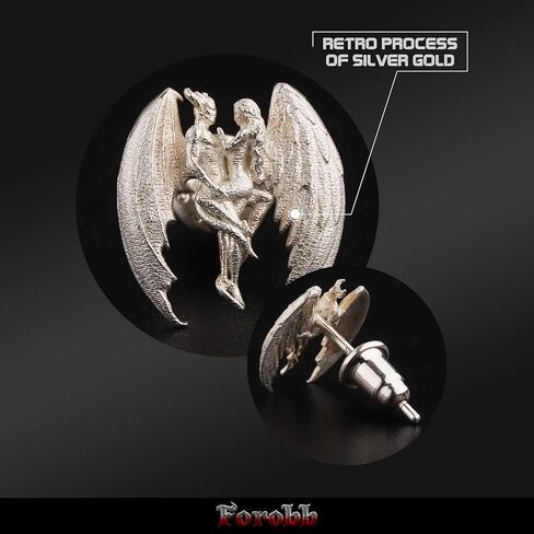 Skull Stud Earring 925 Sterling Silver Handcrafted Gothic Rock Punk Diablo Biker Retro [Angel 60094] in Saudi Arabia
