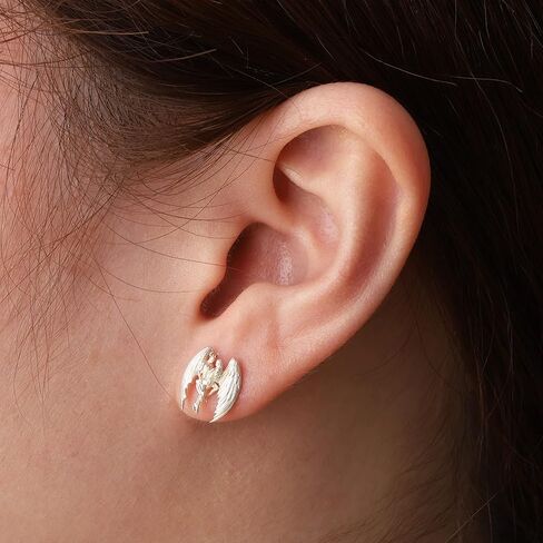 Skull Stud Earring 925 Sterling Silver Handcrafted Gothic Rock Punk Diablo Biker Retro [Angel 60094] in Saudi Arabia