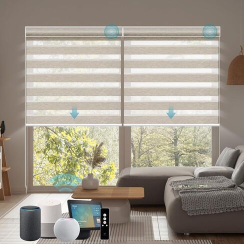 SmartWings Motorized Zebra Shades Work with HomeKit, Alexa, Google Home, 90% Blackout Light Filtering Day Night Sheer Blinds, Privacy Light Control, for Home/Office, Customized, Multi Color Samples in Saudi Arabia
