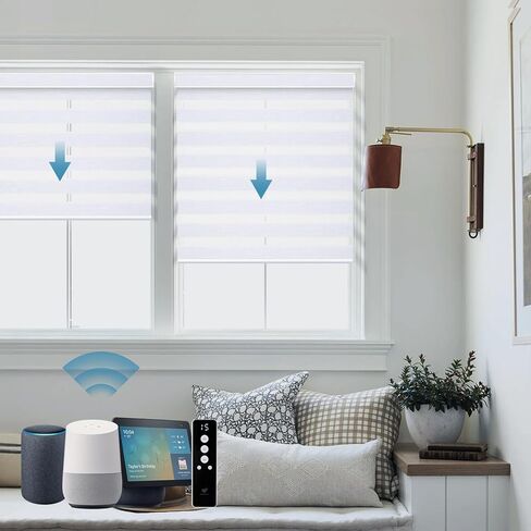 SmartWings Motorized Zebra Shades Work with HomeKit, Alexa, Google Home, 90% Blackout Light Filtering Day Night Sheer Blinds, Privacy Light Control, for Home/Office, Customized, Multi Color Samples in Saudi Arabia