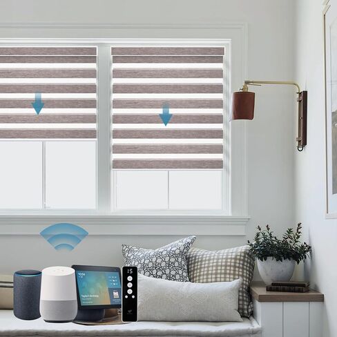 SmartWings Motorized Zebra Shades Work with HomeKit, Alexa, Google Home, 90% Blackout Light Filtering Day Night Sheer Blinds, Privacy Light Control, for Home/Office, Customized, Multi Color Samples in Saudi Arabia
