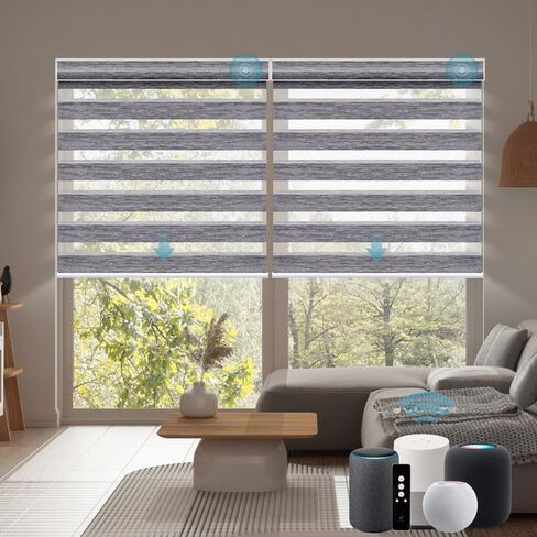 SmartWings Motorized Zebra Shades Work with HomeKit, Alexa, Google Home, 90% Blackout Light Filtering Day Night Sheer Blinds, Privacy Light Control, for Home/Office, Customized, Multi Color Samples in Saudi Arabia