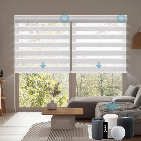 SmartWings Motorized Zebra Shades Work with HomeKit, Alexa, Google Home, 90% Blackout Light Filtering Day Night Sheer Blinds, Privacy Light Control, for Home/Office, Customized, Multi Color Samples in Saudi Arabia