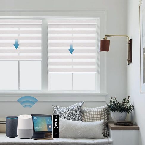 SmartWings Motorized Zebra Shades Work with HomeKit, Alexa, Google Home, 90% Blackout Light Filtering Day Night Sheer Blinds, Privacy Light Control, for Home/Office, Customized, Multi Color Samples in Saudi Arabia