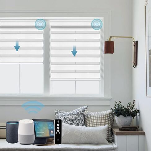SmartWings Motorized Zebra Shades Work with HomeKit, Alexa, Google Home, 90% Blackout Light Filtering Day Night Sheer Blinds, Privacy Light Control, for Home/Office, Customized, Multi Color Samples in Saudi Arabia