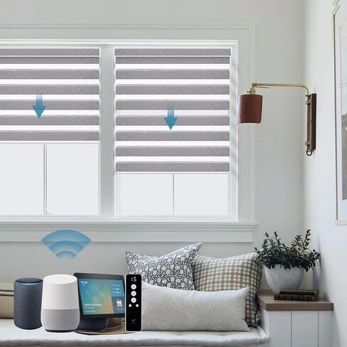 SmartWings Motorized Zebra Shades Work with HomeKit, Alexa, Google Home, 90% Blackout Light Filtering Day Night Sheer Blinds, Privacy Light Control, for Home/Office, Customized, Multi Color Samples in Saudi Arabia