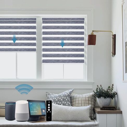 SmartWings Motorized Zebra Shades Work with HomeKit, Alexa, Google Home, 90% Blackout Light Filtering Day Night Sheer Blinds, Privacy Light Control, for Home/Office, Customized, Multi Color Samples in Saudi Arabia