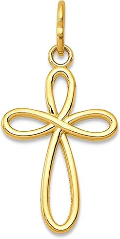 Jewelry Affairs 14k Yellow Gold Small Ribbon Cross Religious Pendant in Saudi Arabia