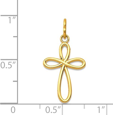Jewelry Affairs 14k Yellow Gold Small Ribbon Cross Religious Pendant in Saudi Arabia