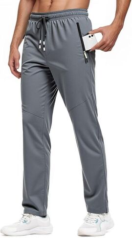 Men's Sweatpants, Lightweight Hiking Travel Workout Pants Breathable with Zipper in Saudi Arabia