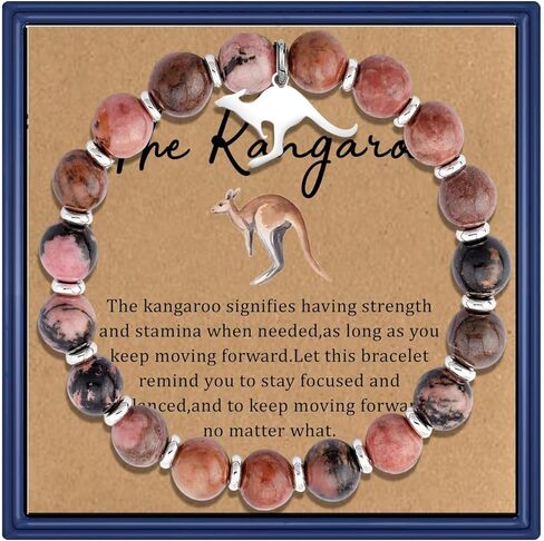 MollyQueen Kangaroo Bracelet for Women Kangaroo Gifts for Kangaroo Lover Inspirational Gift Natural Stone Beaded Jewelry Gifts in Saudi Arabia