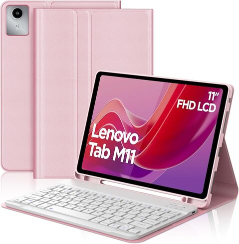 BORIYUAN Keyboard Case for Lenovo Tab M11 11 Inch 2024, Detachable Wireless Bluetooth Keyboard Folio Smart Cover with Pencil Holder for Lenovo Tab M11 Tablet (TB330FU / TB330XU) – Black in Kuwait