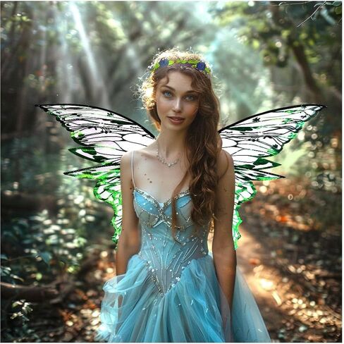 Black Fairy Wings Adult Women Costume Set, Lace Mask, Wreath Headpiece, Lace Gloves and Magic Wand, Black Butterfly Wings Fairy Costume for Adult Parties & role play in Saudi Arabia