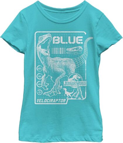 Jurassic World Girl's Raptor Blue Print T-Shirt in Saudi Arabia