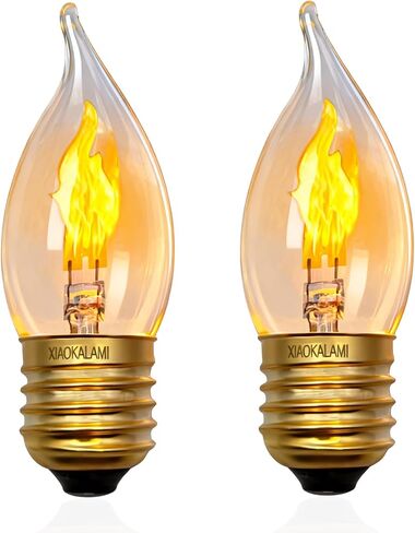 LED Flame Effect Light Bulb E26 Flickering Candle Light Bulbs Crystal Clear Candle Bulb for E26 Edison Base, Orange Light Two Mode (Flame and Steady on),Non-Dimmable,C35 2pack in Saudi Arabia