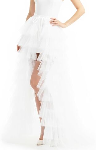 تنورة تول بيضاء قابلة للانفصال فستان زفاف طويل من التول للنساء لحفلات أعياد الميلاد وحفلات الزفاف وحفلات الكوكتيل والمهرجانات ملابس تنورة طويلة شبكية in Kuwait