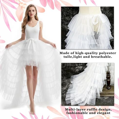 تنورة تول بيضاء قابلة للانفصال فستان زفاف طويل من التول للنساء لحفلات أعياد الميلاد وحفلات الزفاف وحفلات الكوكتيل والمهرجانات ملابس تنورة طويلة شبكية in Kuwait