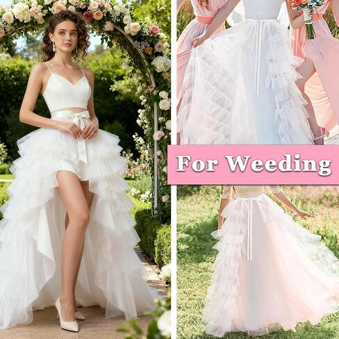 تنورة تول بيضاء قابلة للانفصال فستان زفاف طويل من التول للنساء لحفلات أعياد الميلاد وحفلات الزفاف وحفلات الكوكتيل والمهرجانات ملابس تنورة طويلة شبكية in Kuwait