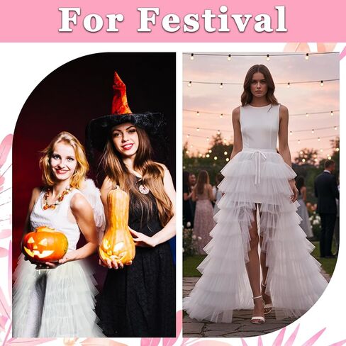 تنورة تول بيضاء قابلة للانفصال فستان زفاف طويل من التول للنساء لحفلات أعياد الميلاد وحفلات الزفاف وحفلات الكوكتيل والمهرجانات ملابس تنورة طويلة شبكية in Kuwait