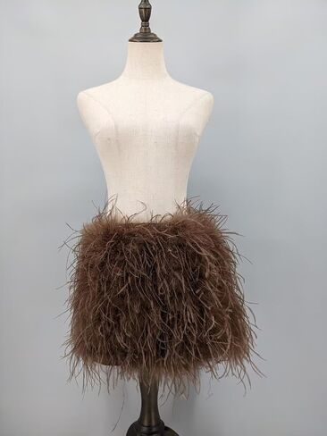 LVCOMEFF Women Ostrich Feather Mini Skirt Hot Elastic Waist Furry Booty Party Club Luxury in Saudi Arabia