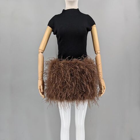 LVCOMEFF Women Ostrich Feather Mini Skirt Hot Elastic Waist Furry Booty Party Club Luxury in Saudi Arabia