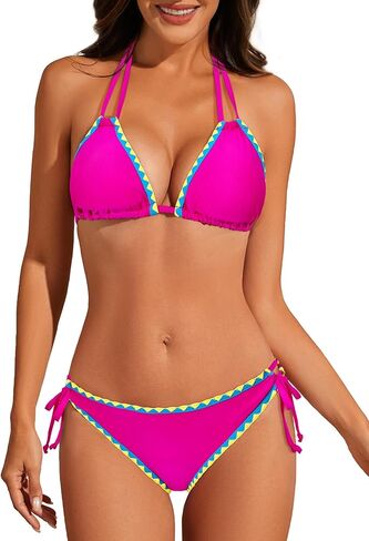 American Trends Women's String Triangle Bikini Two Piece Bikini Sets for Women Sexy Swimsuit Halter Top Bathing Suit in Saudi Arabia