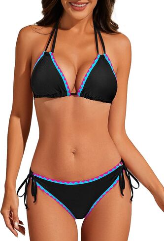 American Trends Women's String Triangle Bikini Two Piece Bikini Sets for Women Sexy Swimsuit Halter Top Bathing Suit in Saudi Arabia