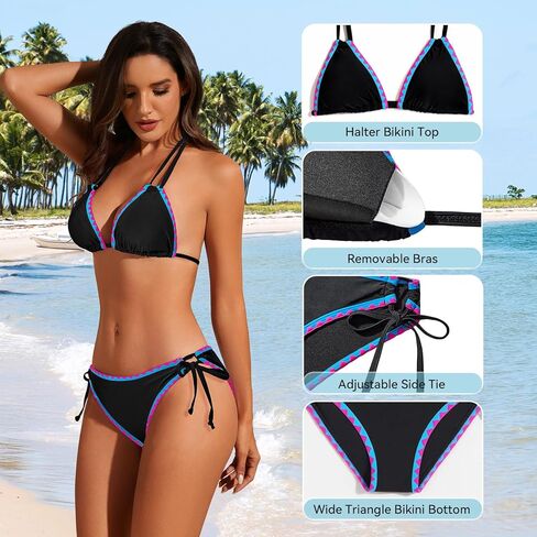 American Trends Women's String Triangle Bikini Two Piece Bikini Sets for Women Sexy Swimsuit Halter Top Bathing Suit in Saudi Arabia