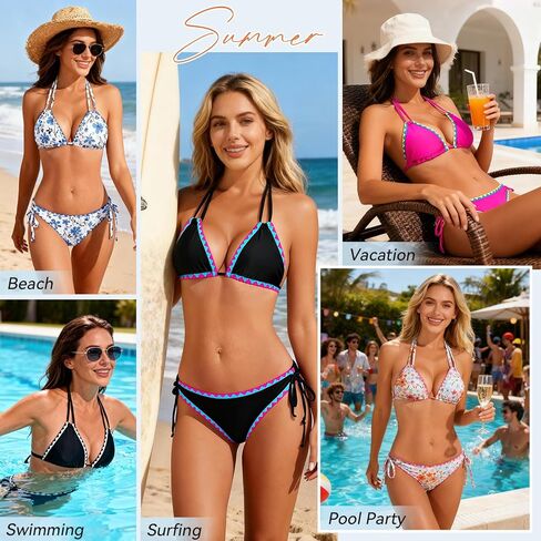 American Trends Women's String Triangle Bikini Two Piece Bikini Sets for Women Sexy Swimsuit Halter Top Bathing Suit in Saudi Arabia