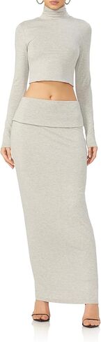 AFRM Women's Esin Soft Foldover High Waist Long Maxi Skirt in Saudi Arabia
