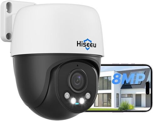 Hiseeu 【Auto Tracking +2-Way Audio 5MP PoE Security Camera Outdoor,CCTV Home Security Cameras,PTZ 300°Pan 90 Tilt Digital Zoom,Spotlight Alarm, Human Detection, No Monthly Fee in Kuwait