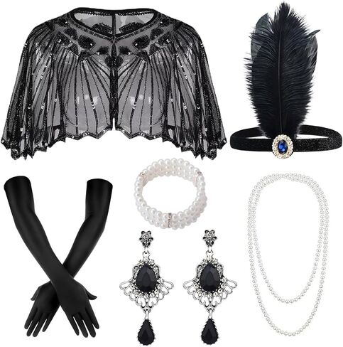 1920s Flapper Accessories for Women Theme Set Roaring 20s Great Gatsby Costume Accessories for Women in Saudi Arabia