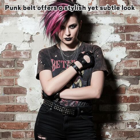 1 حزام مرصع مع 4 أساور متطابقة، مجموعة أحزمة وأساور مرصعة، إكسسوارات موسيقى الروك البانك، أحزمة جلدية بديلة للنساء والرجال in Kuwait