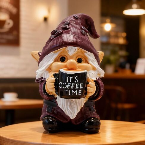 Cute Coffee Time Themed Gnome Figurine Decoration – for Kitchen, Coffees Bar, or Tiered Tray, Small Coffee Lover Gift for Women and Friends, 4" Tall in Saudi Arabia