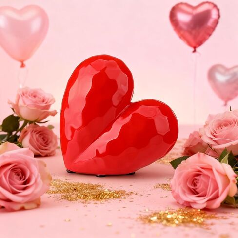 عيد الحب الخزف السيراميك القلب الزخرفية النحت تمثال القلب الأحمر لمكتب الحمام وديكور غرفة المعيشة، لهجة تمثال الحديثة لعرض الرف غرفة النوم وطاولة القهوة in Kuwait